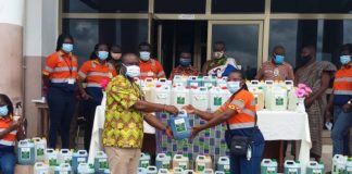 Golden Star Ladies Club presents items to support the fight against COVID 19