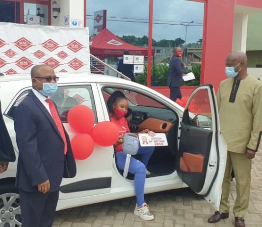 Sunu Assurances Best Retail Sales Queen drives home a car