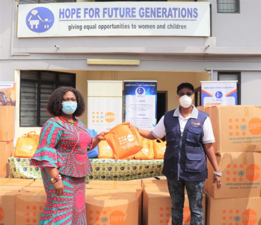 UNFPA Ghana presents hygiene kits and food packs to Hope for Future Generations