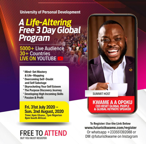 3-day University of Personal Development virtual summit opens on July 31