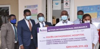 Activa pays insurance claim of over GH¢449,000 to FOCOS Orthopedic Hospital