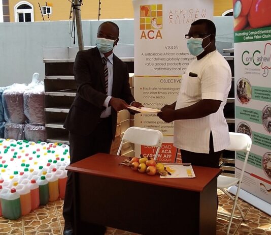 Cashew processing factories take delivery of COVID-19 reliefs items